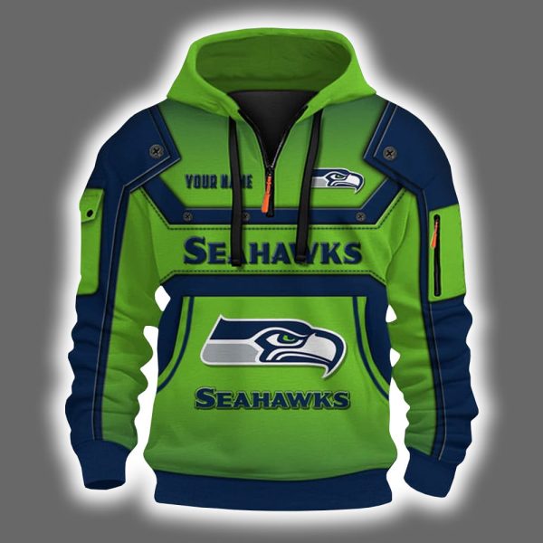 Personalized Seahawks Quarter Zip Hoodie
