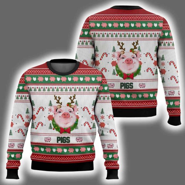 Pigs Santa Hat Ugly Christmas Sweater
