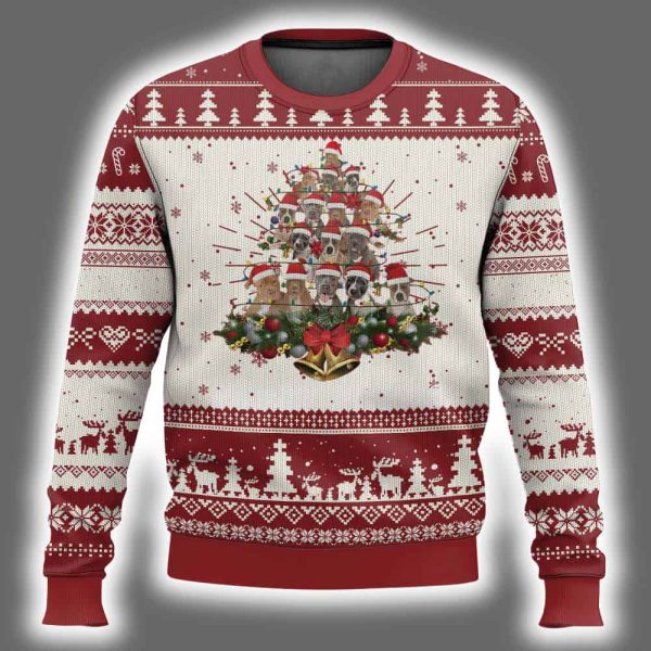Pitbull Merry Pitmas Christmas Tree Ugly Christmas Sweater 2