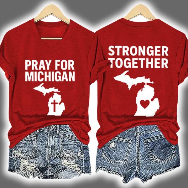 Pray For Grand Blanc Michigan Stronger Together Two-Sided Shirt