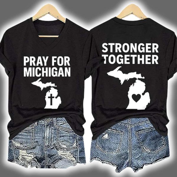 Pray For Grand Blanc Michigan Stronger Together Two Sided Shirt