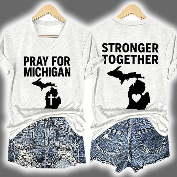 Pray For Grand Blanc Michigan Stronger Together Two Sided Shirt