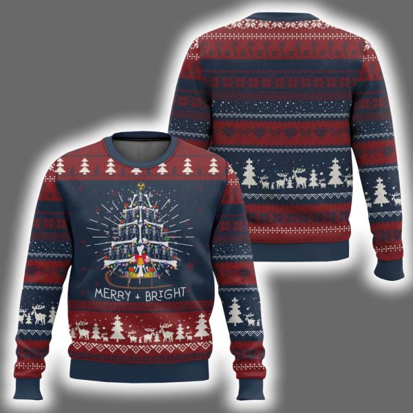 Radiology Merry and Bright Dancing Skeleton Ugly Christmas Sweater