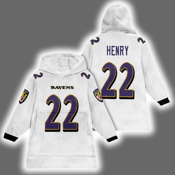 Ravens Derrick Henry 22 Football Unisex Blanket Hoodie