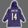 Ravens Kyle Hamilton 14 Football Unisex Blanket Hoodie 3