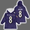 Ravens Lamar Jackson 8 Football Blanket Hoodie
