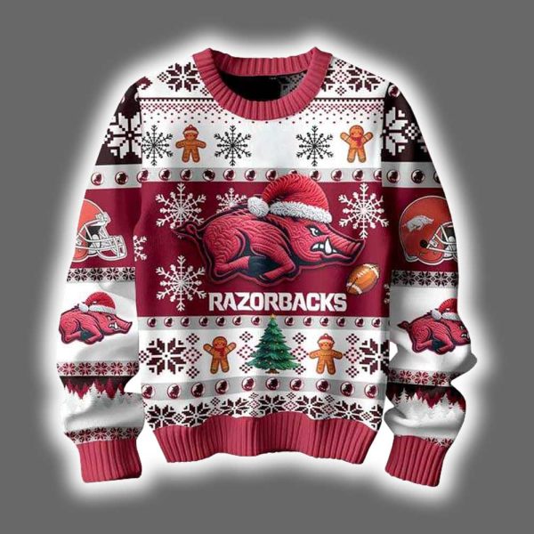 Razorbacks They Not Like Us Ugly Christmas Sweater 2