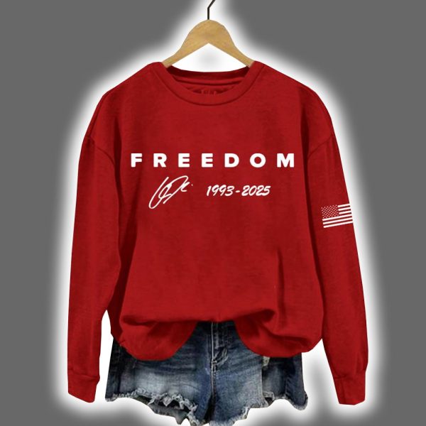 Red Freedom Charlie Kirk Signature 1993-2025 USA Flag Sweatshirt