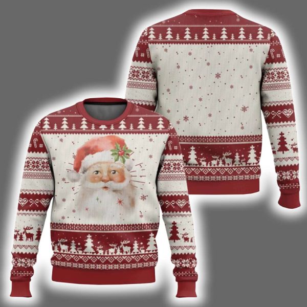 Retro Vintage Santa Claus Face Ugly Christmas Sweater