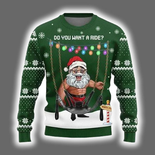 Riding With Santa Naughty Ugly Christmas Sweater 2