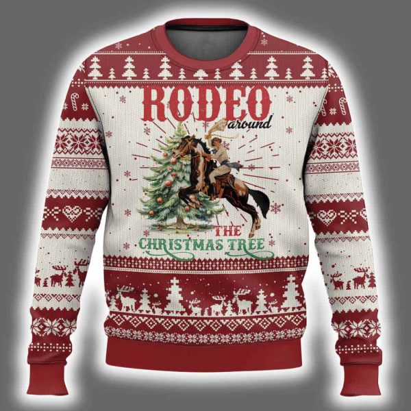 Rodeo Around The Christmas Tree Cowgirl Ugly Christmas Sweater 2