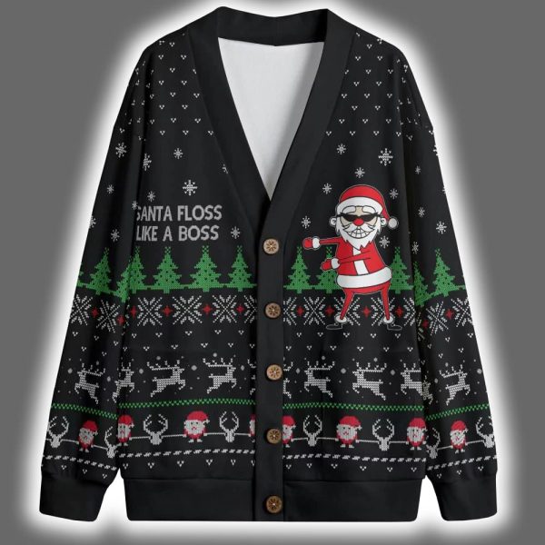 Santa Floss Like A Boss Christmas Cardigan 2 2