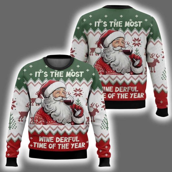 Santa It's The Most Wine Derful Time Of The Year Ugly Christmas Sweater