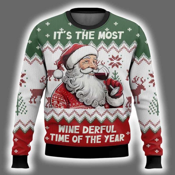 Santa Its The Most Wine Derful Time Of The Year Ugly Christmas Sweater 2