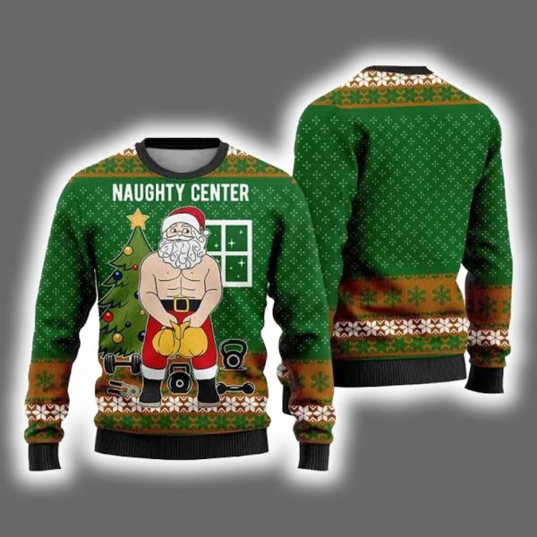 Santa Naughty Center Ugly Christmas Sweater 2