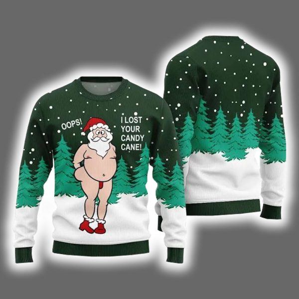 Santa Oops I Lost Your Candy Cane Ugly Christmas Sweater