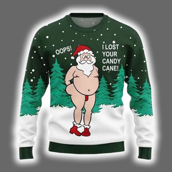 Santa Oops I Lost Your Candy Cane Ugly Christmas Sweater 2