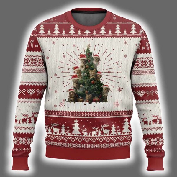 Santa Paw And Claw Cats Xmas Tree Ugly Christmas Sweater 2