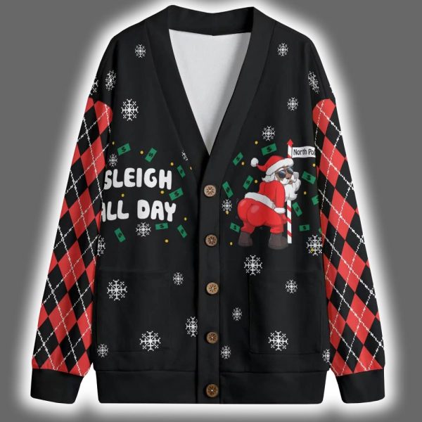 Santa Sleigh All Day Dirty Christmas Cardigan