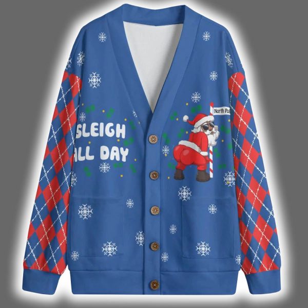 Santa Sleigh All Day Dirty Christmas Cardigan 3 1