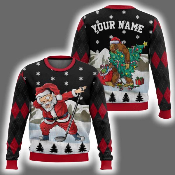 Santa Sport Golf Custom Ugly Christmas Sweater