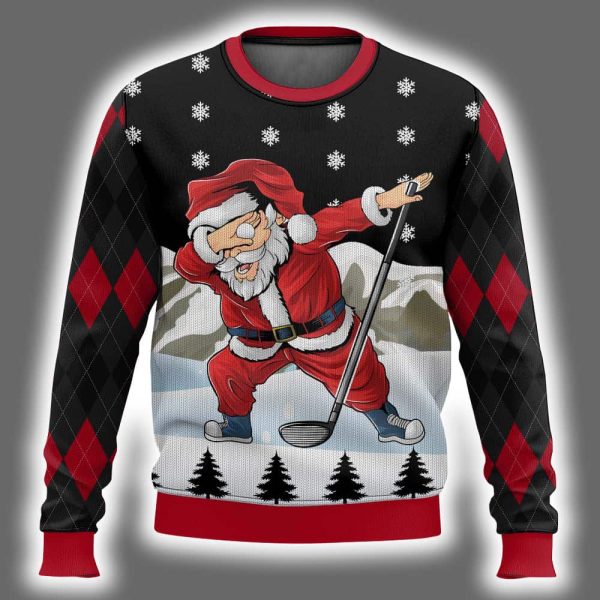 Santa Sport Golf Custom Ugly Christmas Sweater 2
