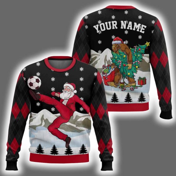 Santa Sport Soccer Custom Ugly Christmas Sweater
