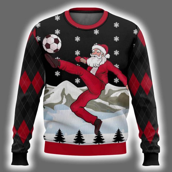 Santa Sport Soccer Custom Ugly Christmas Sweater 2