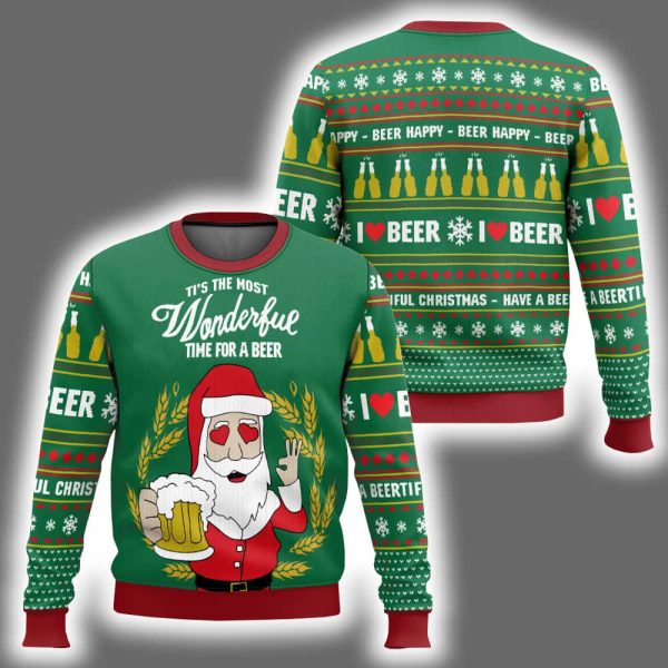 Santa The Most Wonderful Time For A Beer Christmas Sweater