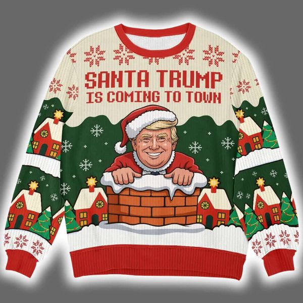Santa Trump Is Coming To Town Ugly Christmas Sweater