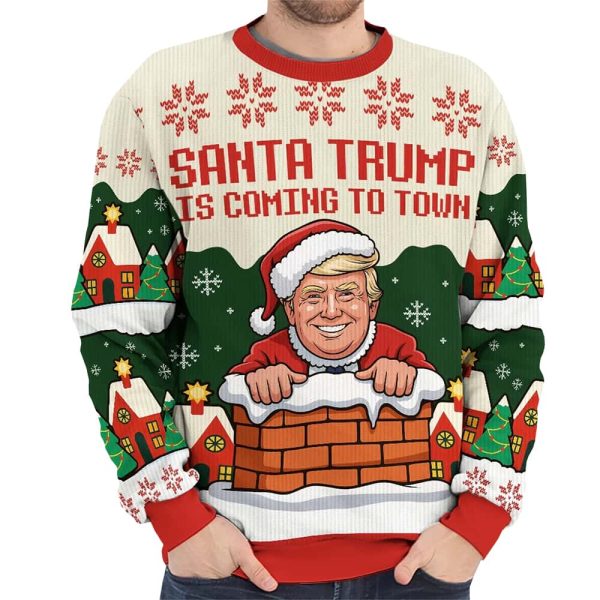 Santa Trump Is Coming To Town Ugly Christmas Sweater 2