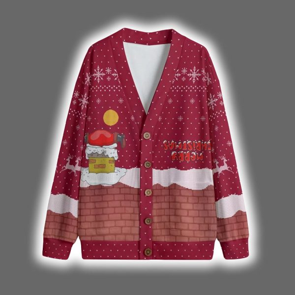 Santa Upside Down Merry Christmas Cardigan