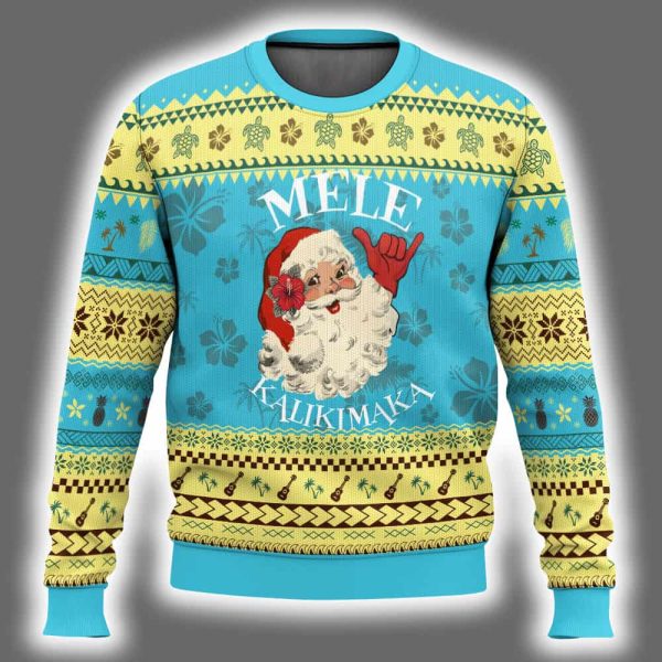 Santa Xmas In Hawaii Mele Kalikimaka Ugly Christmas Sweater 2