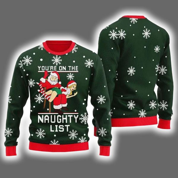 Santa Youre On Naughty List Ugly Christmas Sweater 2