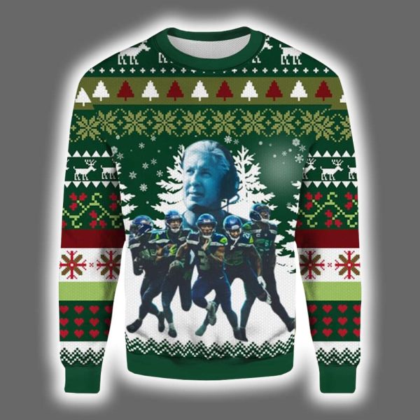 Seahawks And Coach Ugly Christmas Sweater