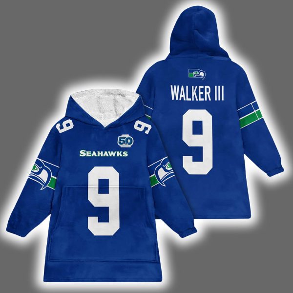 Seahawks Kenneth Walker III 9 Football Unisex Blanket Hoodie