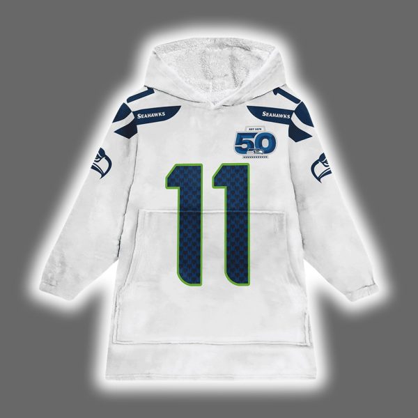 Seahawks Smith Njigba 11 Football Unisex Blanket Hoodie 2