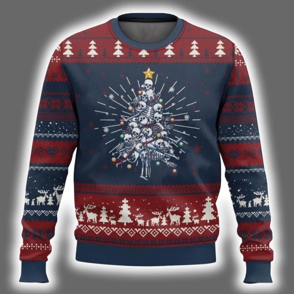 Skeleton Christmas Tree Ugly Christmas Sweater 2