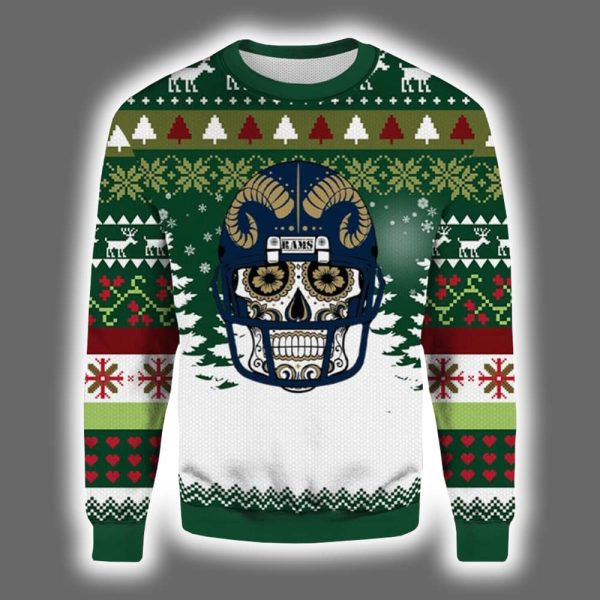 Skull Dia De Rams Ugly Christmas Sweater