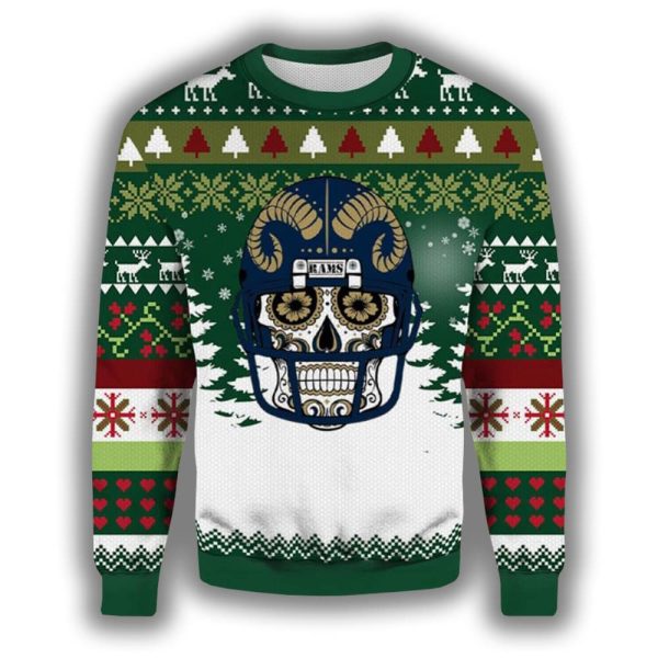 Skull Dia De Rams Ugly Christmas Sweater 2