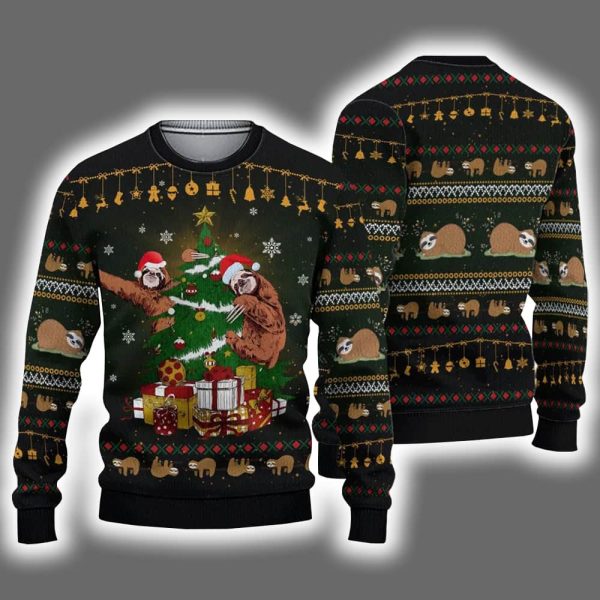 Sloth Christmas Tree Ugly Christmas Sweater