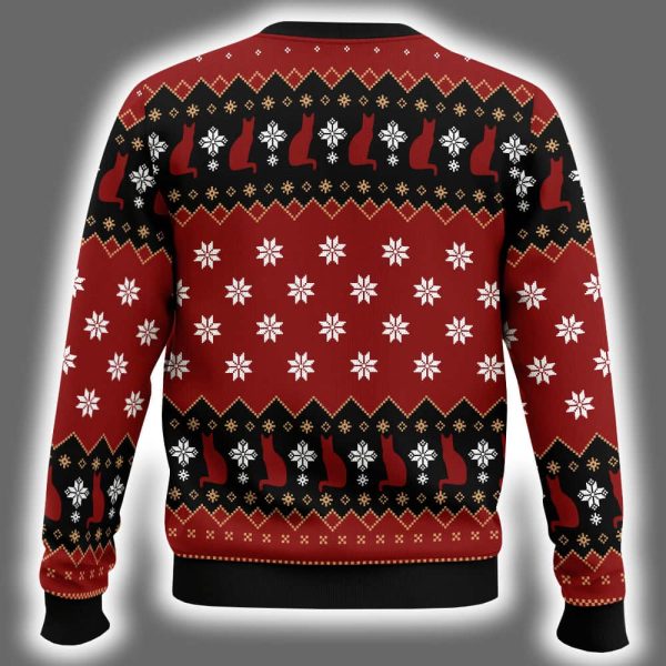 Snowman Black Cat Ugly Christmas Sweater 3