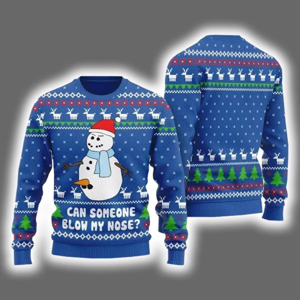 Snowman Blow My Nose Offensive Ugly Xmas Sweater 2