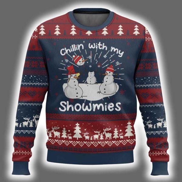 Snowman Chillin With My Snowmies Ugly Christmas Sweater 2