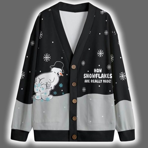 Snowman Making Snowflakes Christmas Cardigan 2
