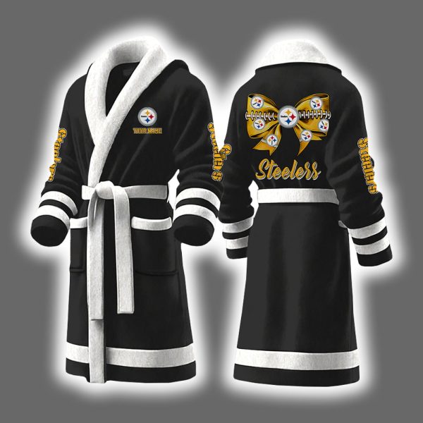 Steelers Bow Tie Personalized Bathrobe 2