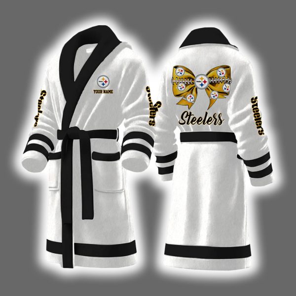 Steelers Bow Tie Personalized Bathrobe 4