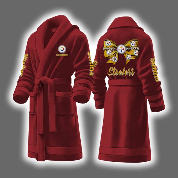 Steelers Bow Tie Personalized Bathrobe 6