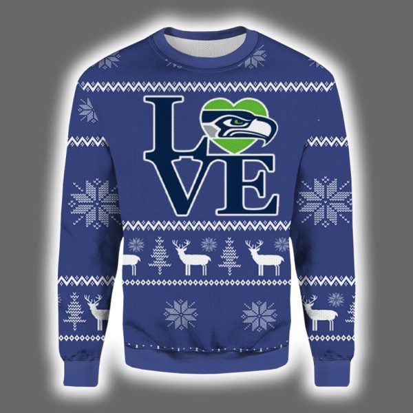 Super Bowl Love Seahawks Ugly Christmas Sweater