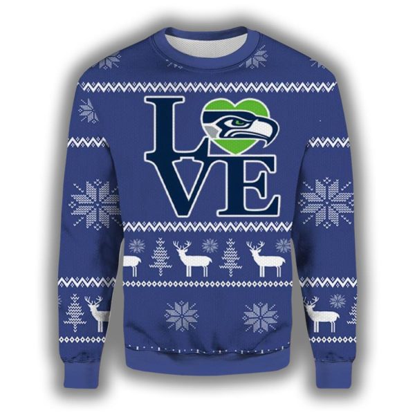 Super Bowl Love Seahawks Ugly Christmas Sweater 2